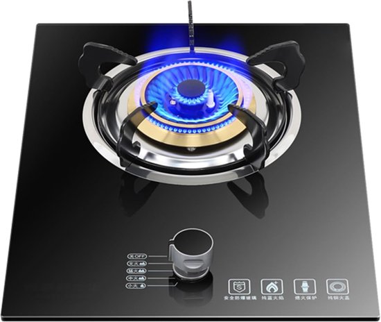 Draagbaar Gasfornuis - 1-pits Kookplaat - Koken Binnen Buiten - Elektronische Ontsteking - 32x43 cm - Zwart