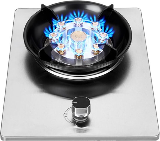 Draagbaar Gasfornuis - 1-pits Kookplaat - Koken Buiten - Elektronische Ontsteking - 32x43 cm - Zilver