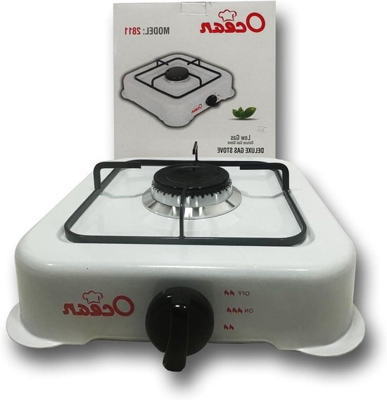 Draagbaar Gasfornuis - 1 Vlam Koker - Outdoor Koken - Duurzame Emaille - 27x27x10 cm - Zwart