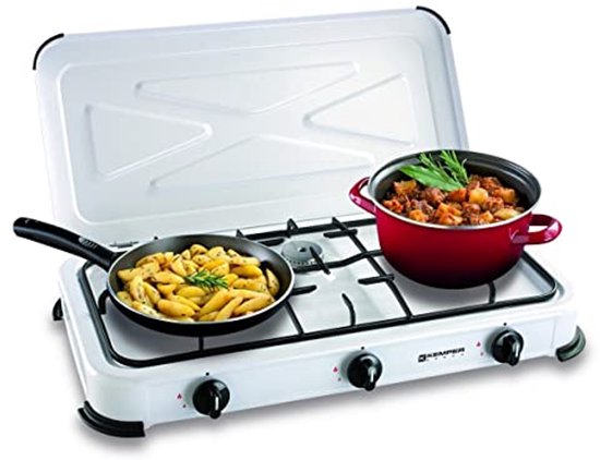 Draagbaar gasfornuis 3-pits 3450 W voor kamperen en buitenkoken van Merkloos