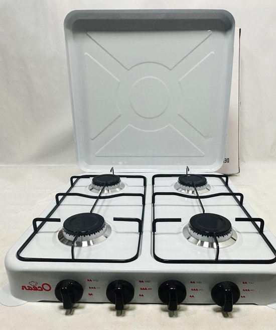 Draagbaar Gasfornuis - Buiten Koken - Outdoor Activiteiten - 4 Onafhankelijke Branders - 478 x 478 cm - Zwart