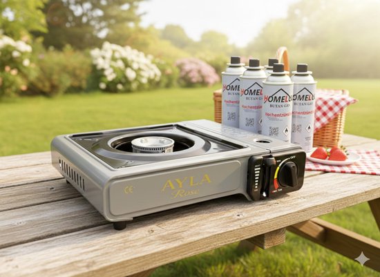 Draagbaar Gasfornuis - Camping Kookstel - Duits productie-Gas Stove - Gasfornuis - Kooktoestel - Outdoor - Op Reis - INCLUSIEF 6 gasflessen van Merkloos