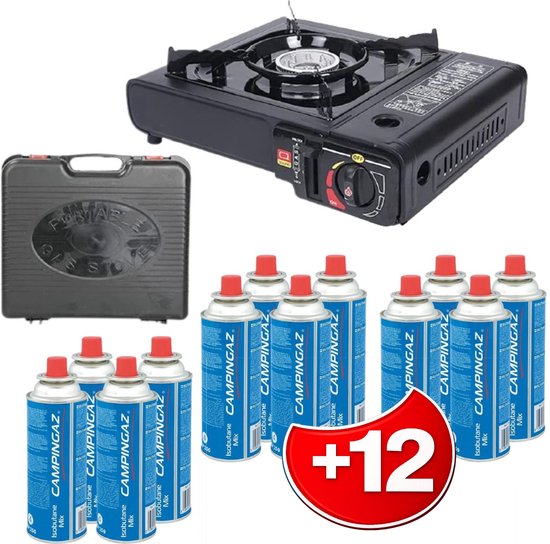 Draagbaar Gasfornuis – Camping Kookstel – Gas Stove – Gasfornuis – Kooktoestel – Outdoor – Op Reis – 12 Gasflessen van Merkloos