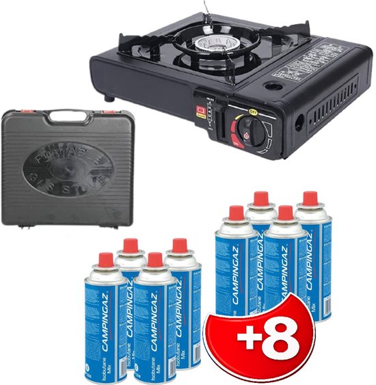 Draagbaar Gasfornuis – Camping Kookstel – Gas Stove – Gasfornuis – Kooktoestel – Outdoor – Op Reis – 8 Gasflessen van Merkloos