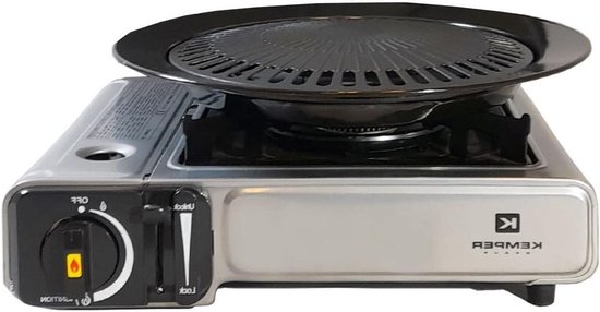 Draagbaar Gasfornuis - Camping Kooktoestel - Buiten Koken - Dubbele Functie Grill - 34 x 29 x 85 cm - Zilver