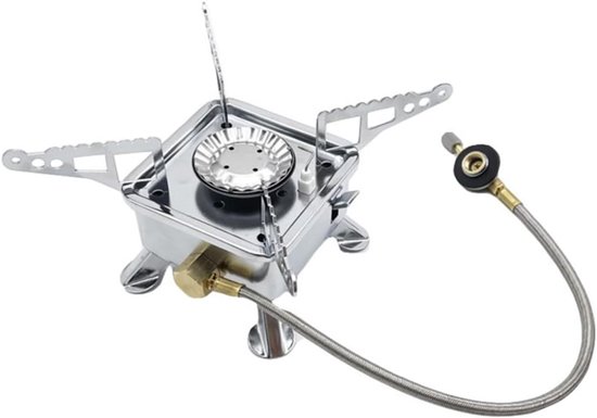 Draagbaar Gasfornuis - Compact Kooktoestel - Kamperen Buiten Koken - Lichtgewicht Roestvrij Staal - 16.5X16.5CM - Zilver