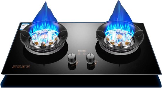 Draagbaar Gasfornuis - Dubbele Brander - Buiten Koken - Automatische Gasstop - 9 Cavity Wok - Zwart