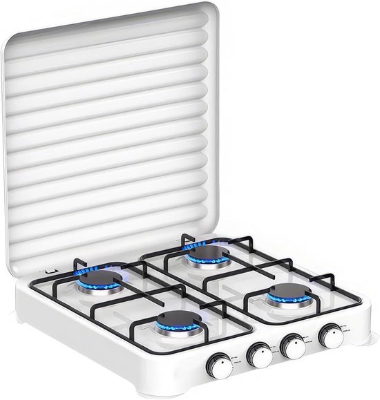 Draagbaar Gasfornuis - Kampeer Kooktoestel - Buiten Koken - Automatische Ontsteking - 4-pits - Roestvrijstaal