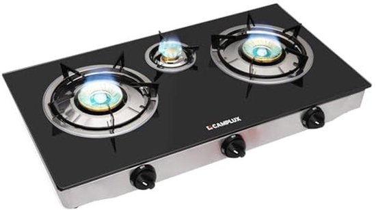 Draagbaar gasfornuis met 3 vlammen en 6,25 kW - Ideaal voor koken op camping, kantoor of thuis