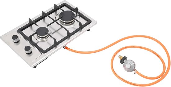 Draagbaar Gasfornuis RVS met 2 Pitten - Inbouw Geschikt voor Camper, Caravan en Buitengebruik van Merkloos