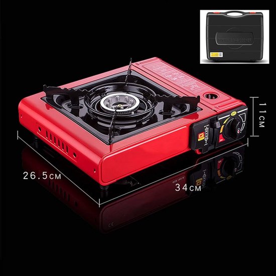 draagbaar gastoestel - inclusief koffer - rood - inclusief twee gasflessen van Campingaz