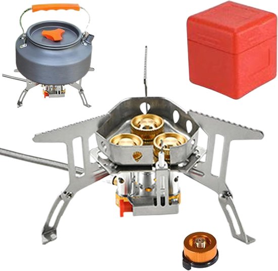Draagbaar Kampeerfornuis - Kooktoestel Gas - Buiten Koken - Piëzo Ontsteking - 12.1 x 9.7 x 22.4 cm - Zwart