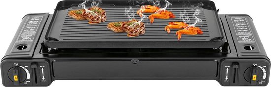 Draagbaar Kooktoestel - Camping Gasstel - Koken Buiten - Met Grillplaat - 615 cm - Zwart