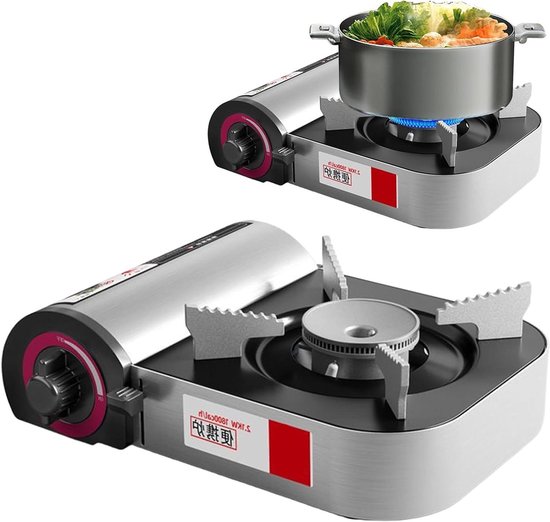 Draagbaar Kooktoestel - Gasbrander Outdoor - Buiten Koken - Winddicht Ontwerp - 2100 Watt - Zwart