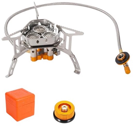 Draagbaar Kooktoestel - Gasfornuis Outdoor - Koken op Locatie - 6800W Vermogen - 9x10x9 cm - Zilver