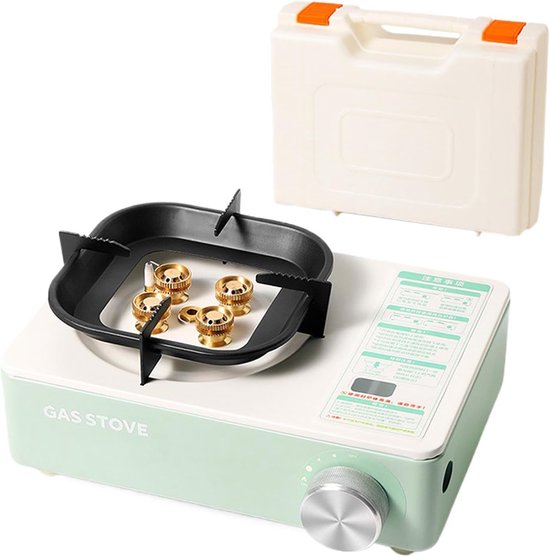 Draagbaar Kooktoestel - Kampeerbrander - Outdoor Koken - Veilige Drukdetectie - 33x25x14 cm - Wit
