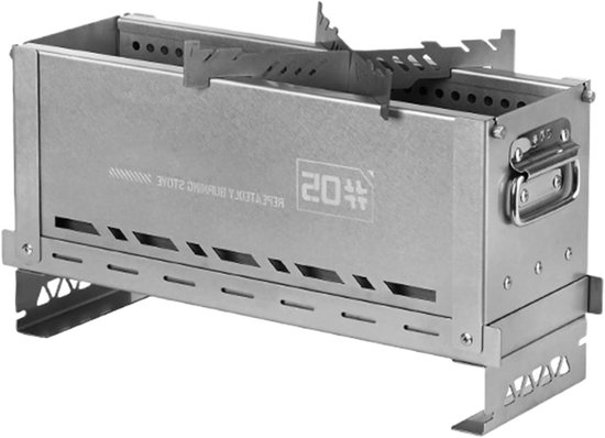 Draagbaar Kooktoestel - Kampeerfornuis Grill - Buiten Koken - Efficiënte Verbranding - 40x14x8 cm - Zilver