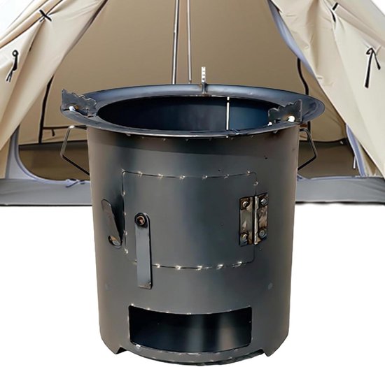 Draagbaar Kooktoestel - Outdoor Oven - Kamperen Reizen - Duurzame Staalconstructie - 26.5 x 25 cm - Zwart