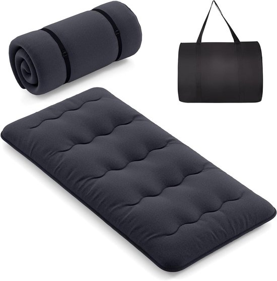 Draagbaar Matras - Opvouwbaar Futon - Comfortabel Slapen - Inclusief Draagtas - 90 x 200 cm - Zwart