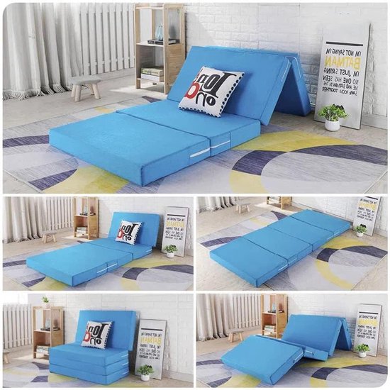 Draagbaar Matras - Opvouwbaar Logeerbed - Reizen en Slapen - Waterdichte Hoes - Eenpersoons - Blauw