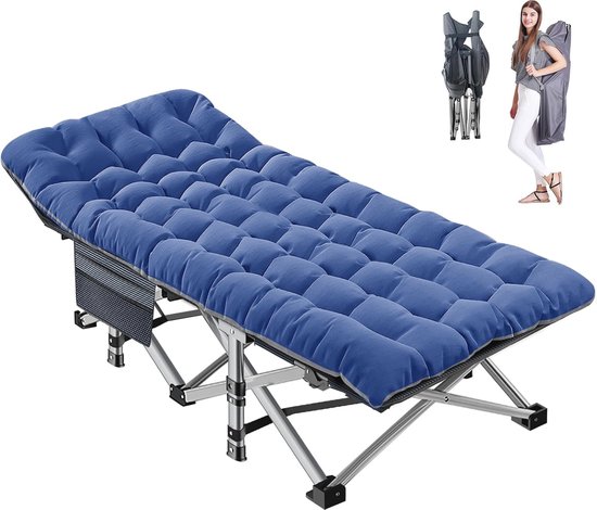 Draagbaar opvouwbaar campingbed met matras - extra breed 190x71 voor volwassenen, ondersteuning tot 200 kg van Draagbaar