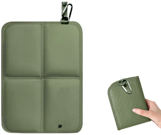 Draagbaar opvouwbaar kussen - Picknickkussen - Opvouwbaar, draagbaar kussen - Groen - 37 × 27,5 cm - Geschikt voor backpacken, wandelen, kamperen en picknicken. van Merkloos