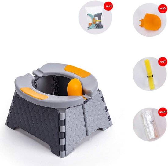 Draagbaar opvouwbaar zindelijkheidstrainingszitje voor peuter kinderreispotje - toiletbril - binnen en buiten - grijs van Merkloos