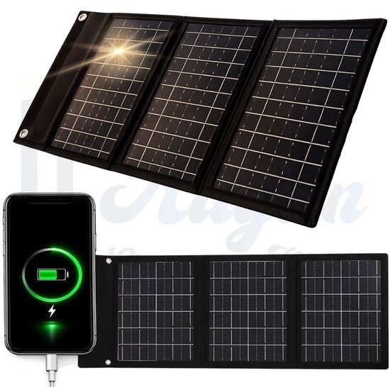 Draagbaar Zonnepaneel 20W – Opvouwbaar Solar Paneel met USB-A & USB-C – Camping, Outdoor & Powerbank Oplader –zonnepaneel – zonnepaneel opvouwbaar – zonnepaneel draagbaar – usb zonnepaneel – camping zonnepaneel – outdoor oplader zonne energie – 84862 van Merkloos