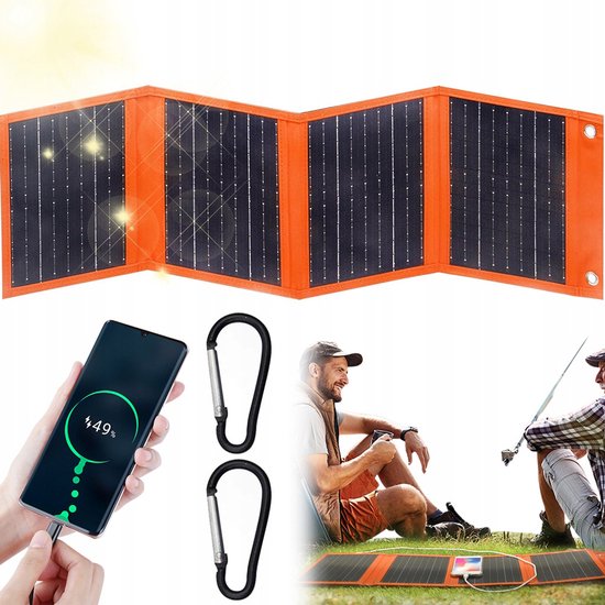 Draagbaar Zonnepaneel Opvouwbaar - 25W Solar Panel - Outdoor / Kamperen - Zonne-energie - Monokristallijn Zonnepaneel - Zwart