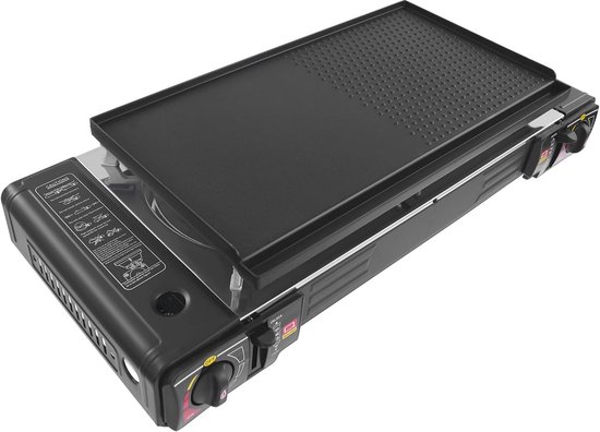 Draagbare 2-in-1 Camping Gasfornuis met Grillplaat voor Buiten Koken