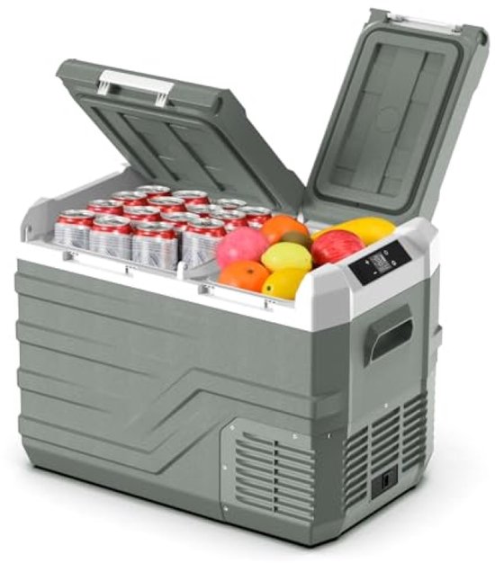 Draagbare autokoelkast 31L, 12V/24V/230V, dubbele zone koeler en vriezer, snelkoelend & energiezuinig (ECO/MAX)