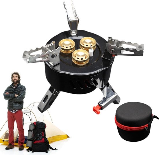 Draagbare Backpacking Stove - Campingbrander Outdoor - Koken op Reis - Krachtig Winddicht Ontwerp - 12.5 x 10 cm - Zilver