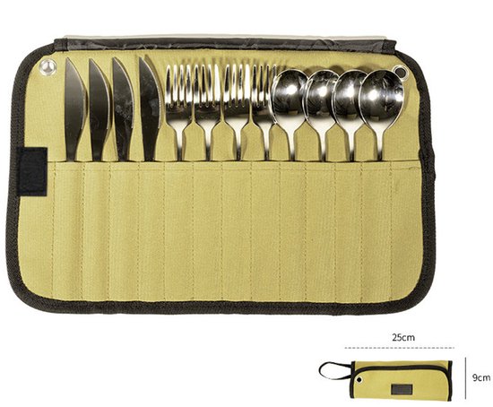 Draagbare Bestektas voor Camping en Picknick – Bestek Organizer voor Reizen – Opbergtas voor Mes, Lepel en Vork – Zonder Bestek