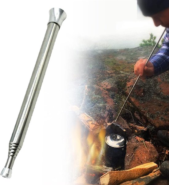 Draagbare blaasbalg - vuur blazen - blow-fire tube - voor outdoor kamperen - van roestvrij staal - Intrekbare balg Camping - verstelbare telescopische - campingtelescopische vuurblowerstaaf - Blow Fire Tube van Hifot