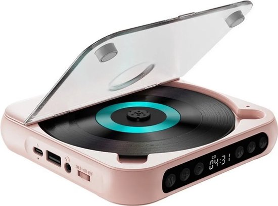 Draagbare Bluetooth-cd-speler met USB-C-snelladen – ultradun en compact – ondersteunt MP3/WMA-formaten – geschikt voor zowel reizen als thuisgebruik – roze van Merkloos