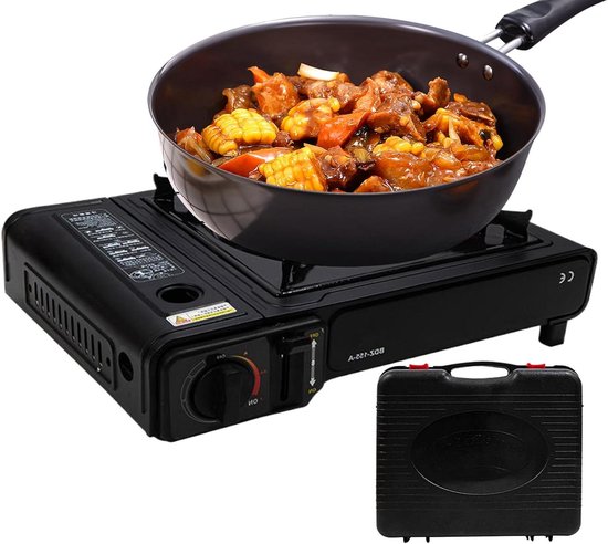 Draagbare brander - Campingkoker - Outdoor koken - Automatische ontsteking - 30x35x10 cm - Zilver