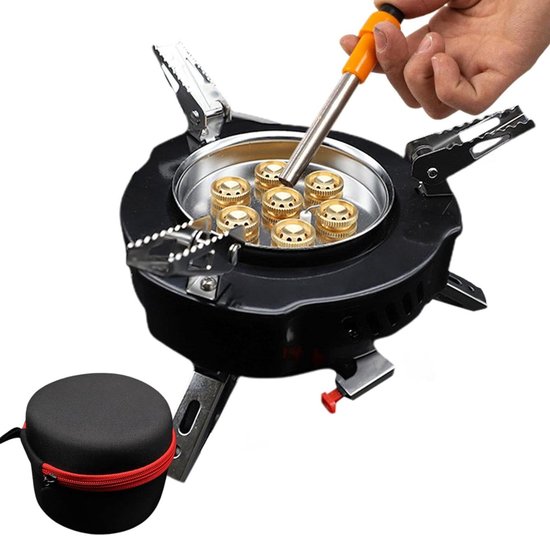 Draagbare Buitenkachel - Compacte Kookbrander - Koken in de Natuur - Krachtig en Winddicht - 12.5 x 10 cm - Metaal