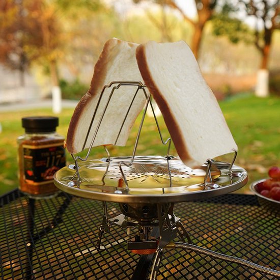 Draagbare Camping Broodrooster voor Gasfornuis - Opvouwbare Camping Broodrooster - Roestvrijstalen Toastrek - voor 4 Sneetjes Brood - voor Buitenkoken, Wandelen, BBQ en Picknicks van Merkloos