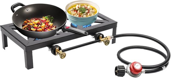 Draagbare Camping Gasfornuis 2 Pits met Hoge Warmte & Drukregeling van Merkloos