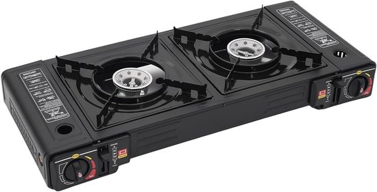 Draagbare Camping Kookplaat - Outdoor Gasfornuis - Buiten Koken - Dubbele Brander 2500W - 63 x 26 x 12 cm