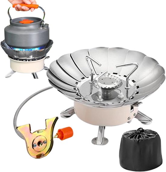 Draagbare Camping Kookstel - Kampeerfornuis Outdoor - Koken in Natuur - Piezo Ontsteking - 13.5 x 11.5 x 11.5 cm