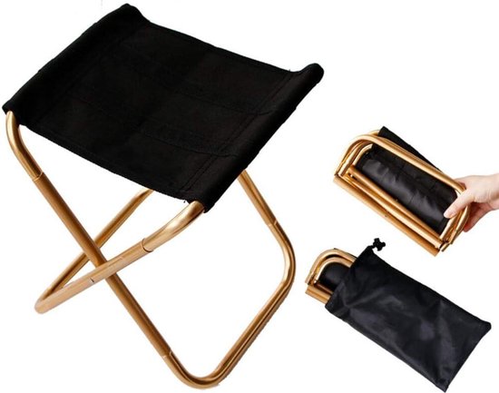 Draagbare camping opvouwbare kruk met tas, kleine lichtgewicht opvouwbare campingkruk Aluminium compacte ultralichte mini opvouwbare kruk voor tuin, strand, vissen, wandelen, picknick, barbecue, reizen (Rose goud 22*24*28cm) van Merkloos