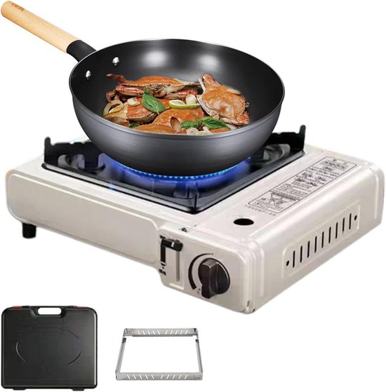 Draagbare Campingbrander - Keukenbrander Buiten - Koken op Locatie - Flexibele Vlamcontrole - 34x26x8.5 cm - Zwart