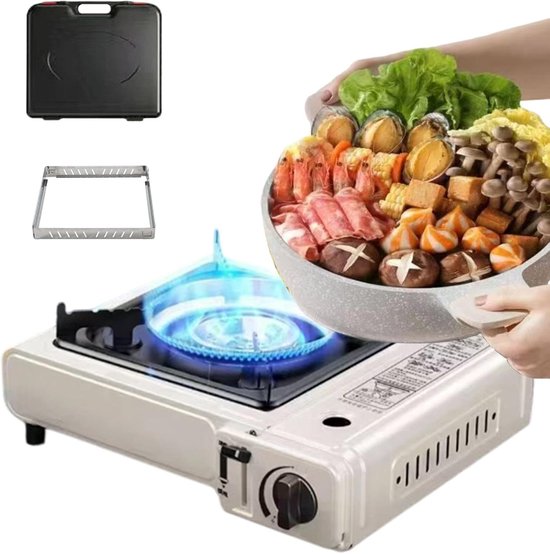 Draagbare Campingbrander - Outdoor Kooktoestel - Buiten Koken - Veilige Gasregeling - 34 x 26 x 8.5 cm - Zwart