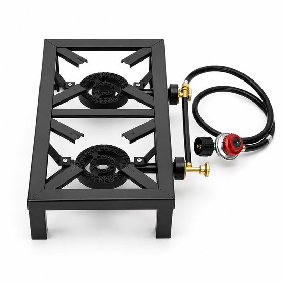 Draagbare Campingkachel 8000W Dubbele Gasbrander – 2-Pits Campingfornuis met Drukregelaar & Draagtas – Outdoor Kooktoestel voor Kamperen, Caravan, Camper, Picknick, BBQ & Noodsituaties
