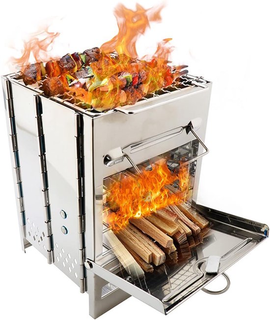 Draagbare campingkooktoestel – Opvouwbare grill en vuurschaal voor buiten van Merkloos