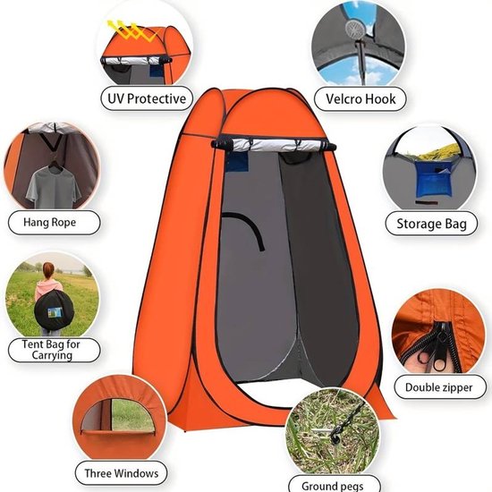 Draagbare Douche- en Toilettent – Opvouwbare Omkleedtent voor Camping, Vissen en Outdoor, Lichtgewicht & Snelle Opzet van Merkloos