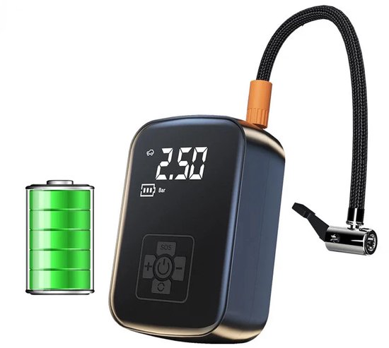 Draagbare Elektrische Bandenpomp - 150 PSI - Draadloos - Digitaal Display - 100W - Automatische Stopfunctie - 5 Opblaasbare Modi - Verlichting - Compressor voor Auto Fiets Bal van Merkloos