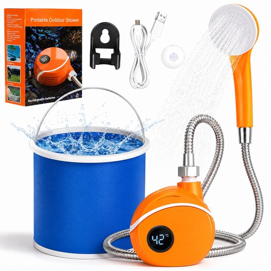 Draagbare Elektrische Camping Douche - Oplaadbaar via USB - Outdoor Douchekop - Waterproof - Staza