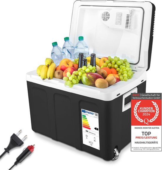 Draagbare elektrische koelbox 45L - Mini koelkast voor auto en camping - Thermo-elektrische koelbox met wielen van Merkloos